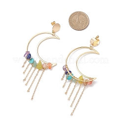 Серьги-гвоздики с подвесками из лунной латуни EJEW-TA00717