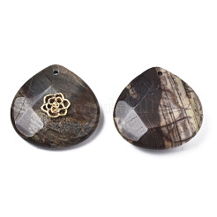 Подвеска из натуральной морской яшмы со стразами G-N326-133-07