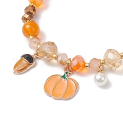 3 шт. 3 стильных браслета с подвесками из эмалированного сплава и АБС-пластика с имитацией жемчуга в стиле Дня благодарения BJEW-JB12627