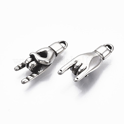 304ステンレスペンダント  マノ・コルヌート イタリアの手  アンティークシルバー  27.5x9.5x7mm  穴：2mm&nbsp;STAS-R112-005