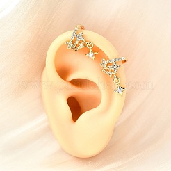 Латунные серьги-манжеты из прозрачного кубического циркония&nbsp;EJEW-F370-28G