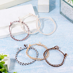 6 pulsera trenzada de cordón de algodón bohemio de 6 colores&nbsp;BJEW-TA0001-28