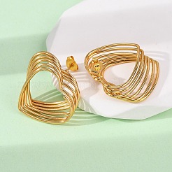 Многослойные серьги-гвоздики в форме сердца из нержавеющей стали 304&nbsp;EJEW-L304-06G