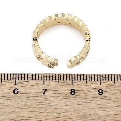 Латунные кольца-манжеты с микропаве и прозрачным цирконием для женщин RJEW-S398-02G