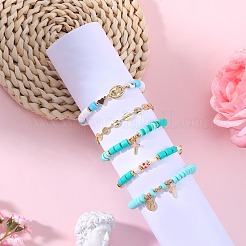 Набор браслетов-цепочек из полимерной глины ручной работы BJEW-SZ0001-66C