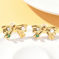 Серьги-гвоздики из нержавеющей стали 304 с микропаве из кубического циркония&nbsp;EJEW-D309-04G