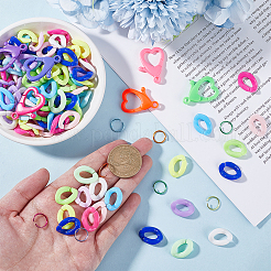 400 шт. непрозрачных акриловых поворотных быстроразъемных соединений с 25 шт. непрозрачных акриловых карабинов с 50 шт. открытых соединительных колец из алюминиевой проволоки&nbsp;FIND-SP0002-70