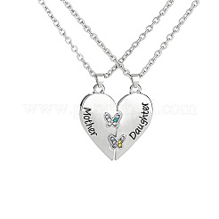 2 шт. ожерелье с подвеской в виде сердца из сплава с разноцветными стразами для матери и дочери на День матери FS-WG01266-05
