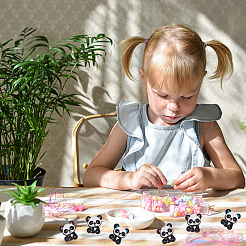 18шт 3-х цветные силиконовые бусины в виде панды SIL-OC0001-08