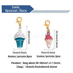 18 шт. подвеска в виде мороженого из сплава эмали и страз&nbsp;AJEW-FH0003-48