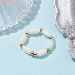 Anelli elasticizzati da donna con perline ovali in conchiglia naturale&nbsp;RJEW-JR00648