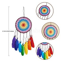 Плетеная сетка/паутина в индийском стиле с подвеской из перьев&nbsp;HJEW-SZ0001-30