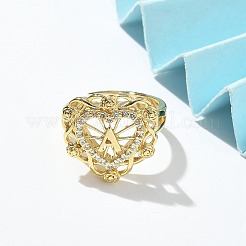 Кольца на палец с прозрачным кубическим цирконием&nbsp;RJEW-G337-02G-04