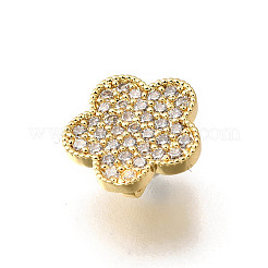 真鍮製マイクロパヴェキュービックジルコニアチャーム  ニッケルフリー  18KGP本金メッキ  花  11x11.5x4.5mm  穴：5.5x2.5mm&nbsp;KK-R222-01G-02
