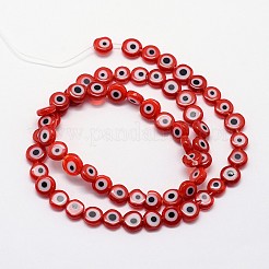 Handmade bösen Blick lampwork flache runde Perle Stränge&nbsp;LAMP-L058-12mm-06