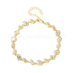 Латунные браслеты-цепочки с микропаве из прозрачных кубических цирконий для женщин&nbsp;BJEW-K274-13G