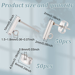 100 шт. 2 стиля фурнитуры для сережек-гвоздиков из нержавеющей стали 304 FIND-GO0002-56