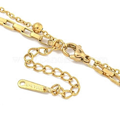 Ионное покрытие (ip) 201 нержавеющая сталь и пластиковый жемчуг двухслойные ожерелья NJEW-K270-23G