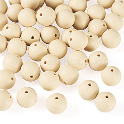 50個の食品グレードの環境に優しいシリコーンビーズ  ラウンド  レモンシフォン  15mm  穴：2mm&nbsp;SIL-TADJ0001-03F