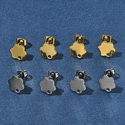 16 шт. 2 цвета 201 нержавеющая сталь фурнитура для сережек-гвоздиков с отверстием EJEW-FS0001-20