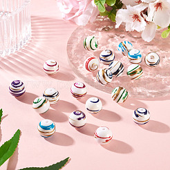 アクリルストライプビーズ20個  ラウンド  ミックスカラー  15.5mm  穴：2.5mm&nbsp;MACR-TA0002-77