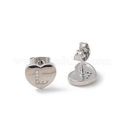 Серьги-гвоздики из латуни с микропаве из прозрачного кубического циркония EJEW-K299-01P-L