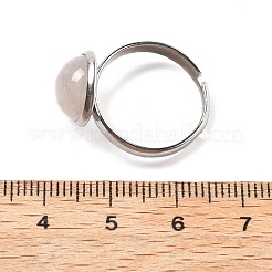 Полукруглые кольца из натурального розового кварца&nbsp;RJEW-M062-01P-39