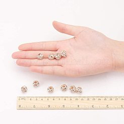 真鍮ビーズ  グレードラインストーン  ロンデル  ローズゴールド  クリスタル  12x10mm  穴：3mm  30個/箱&nbsp;RB-NB0001-12RG
