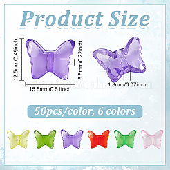 300шт 6 цвета прозрачные акриловые бусины&nbsp;TACR-PH0001-96