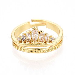 Манжеты из латуни с микро паве кубический цирконий для женщин&nbsp;KK-T071-62G