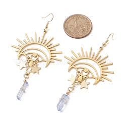 Серьги-подвески из натурального кварцевого кристалла и нержавеющей стали 201&nbsp;EJEW-TA00427