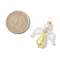 5 個のガラスパールペンダント  金色の銅線付き  角度  ミックスカラー  36x28x10mm  穴：4mm&nbsp;PALLOY-JF03082