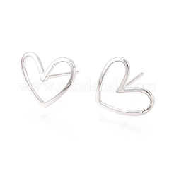 Латунные серьги-гвоздики в форме сердца KK-S348-124S