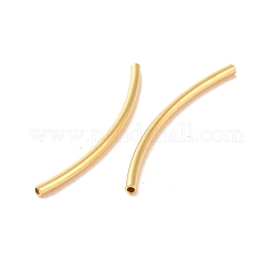925純銀製のチューブビーズ  カーブチューブ  18KGP本金メッキ  30x1.5mm  穴：1mm  約38個/10g&nbsp;STER-D035-12G-02