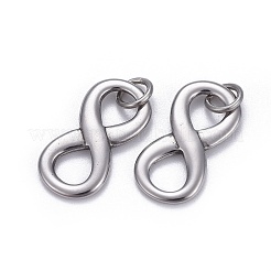 変色しない304ステンレススチールチャーム  丸カン付き  無限大  ステンレス鋼色  20.5x10.5x2mm  穴：4mm&nbsp;X-STAS-L218-17P
