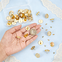 304ステンレススチールスタッドピアス金具  カボションセッティング  ピアスキャッチ  フラットラウンド  18KGP本金メッキ  トレイ：16mm  18x2mm  ピン：0.9mm&nbsp;STAS-UN0064-99B