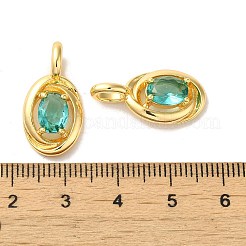 Colgantes de circonita cúbica cian oscuro con micro pavé de latón&nbsp;KK-H461-02G
