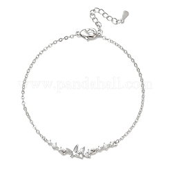 Pulseras de eslabones de latón con circonitas cúbicas transparentes.&nbsp;KK-CBA6980-22P