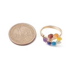 Кольцо-капля на палец из смешанных натуральных и синтетических драгоценных камней RJEW-JR00652