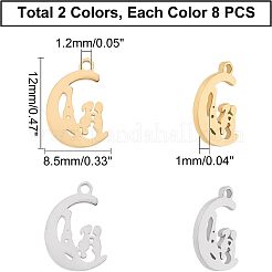 16 шт. 2-х цветные подвески ко Дню святого Валентина из нержавеющей стали 304 STAS-UN0030-74