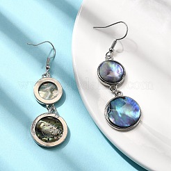 Серьги-подвески из натуральной латунной раковины морского ушка EJEW-F388-01F-P