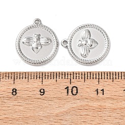 304ステンレスペンダント  フラットラウンド  ステンレス鋼色  ミツバチ  17.5x15.5x2.5mm  穴：1.2mm&nbsp;STAS-P432-01C-P