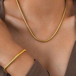 Комплекты ожерелий и браслетов из круглой цепи змейки из нержавеющей стали 304 для мужчин и женщин SJEW-F225-01G