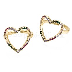 Латунные микро проложить манжеты кольца кубического циркония&nbsp;RJEW-S044-104-NF