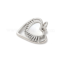 Ciondolo a forma di cuore in conchiglia bianca naturale in ottone con anelli di congiunzione&nbsp;KK-S522-08A-P