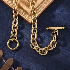 PVD вакуумное покрытие 304 нержавеющая сталь тросовые цепные браслеты BJEW-G618-04G