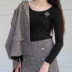 Брошь-гриб из кубического циркония JBR102D