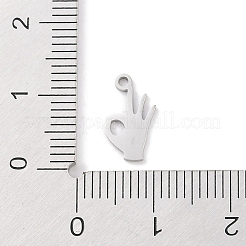 変色しない304ステンレススチールチャーム  レーザー切断  ステンレス鋼色  ジェスチャーOK  12x6x1mm  穴：1mm&nbsp;STAS-K286-01K-P
