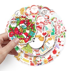 50 個のクリスマス PVC 自己粘着ステッカー  水筒用防水ステッカー  ヘルメット  荷物  混合図形  55~85mm&nbsp;XMAS-PW0001-187