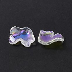 電気メッキガラスペンダント  ABカラー  花びらのチャーム  透明  20x19x4mm  穴：1.2mm&nbsp;EGLA-H102-02K